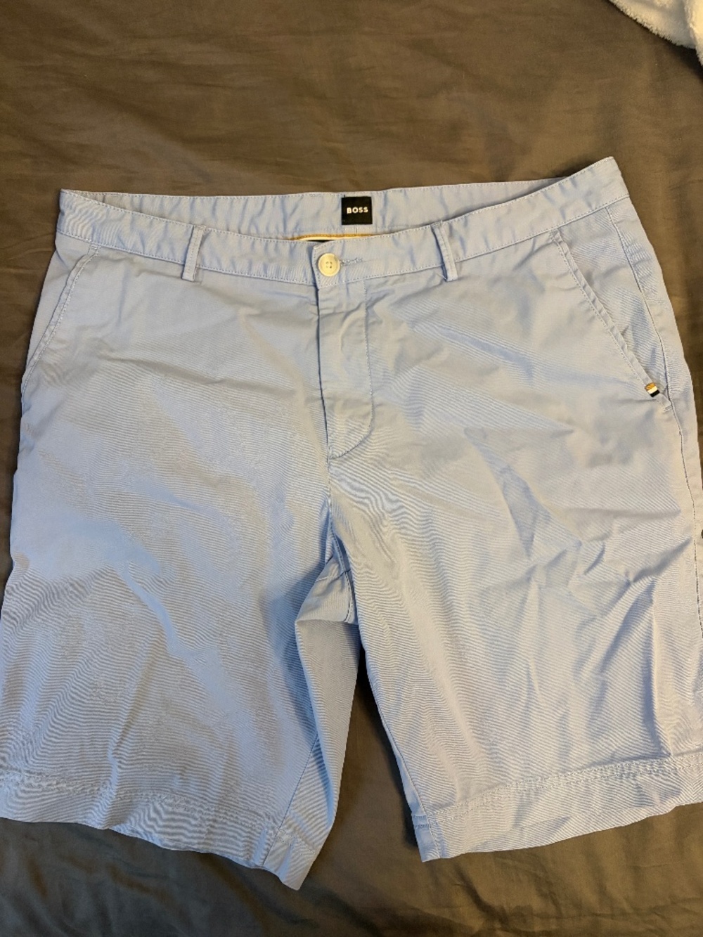 Men's Boss Size 36 Slim Fit Slice Cotton Casual Shorts - Blue